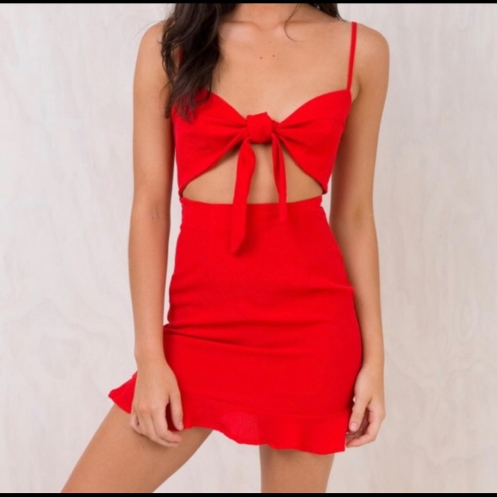 PRINCESS POLLY red ava tie dress